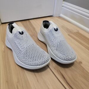 White and Gray Slip-On Sneakers